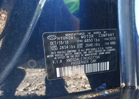 2019 Genesis G70 3.3T Advanced from USA, damaged, VIN KMTG34LE7KU027794